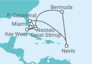 Reiseroute der Kreuzfahrt  USA, Bahamas - Oceania Cruises