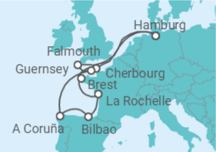 Reiseroute der Kreuzfahrt  Wunderschönes Westeuropa - MSC Cruises
