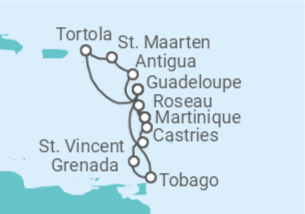 Reiseroute der Kreuzfahrt  Silvester in der Karibik - Costa Kreuzfahrten