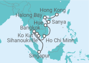 Reiseroute der Kreuzfahrt  Von Hong Kong (China) nach Singapur - Seabourn