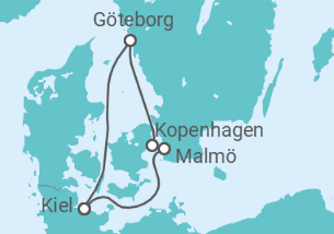 Reiseroute der Kreuzfahrt  Kiel • Kopenhagen • Bremerhaven - Nicko Cruises