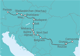 Reiseroute der Kreuzfahrt  Passau • Schwarzes Meer • Passau - Nicko Cruises