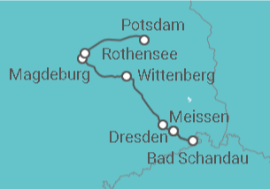 Reiseroute der Kreuzfahrt  Dresden • Bad Schandau (Prag) • Potsdam - Nicko Cruises
