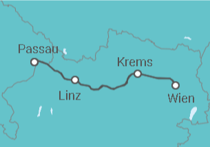 Reiseroute der Kreuzfahrt  Passau • Wien • Krems • Linz • Passau - Nicko Cruises