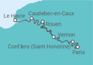 Reiseroute der Kreuzfahrt  Paris • Le Havre • Paris  - Nicko Cruises