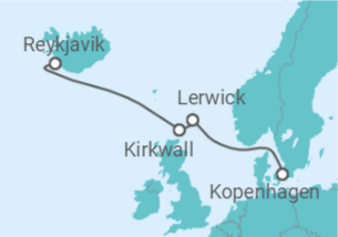 Reiseroute der Kreuzfahrt  European White Nights and Iceland - Explora Journeys