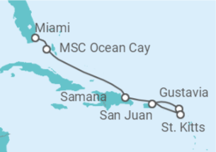 Reiseroute der Kreuzfahrt  Inaugural Caribbean Journey - British Isles, Creole Idylls and Miami Magic - Explora Journeys