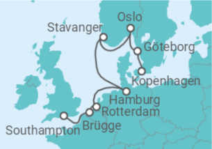 Reiseroute der Kreuzfahrt  An Extended Viking Lore of Fjords & Hanseatic Cities - Explora Journeys