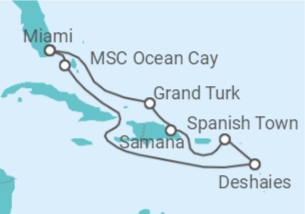 Reiseroute der Kreuzfahrt  Diamond Beaches and Sparkling Private Idylls - Explora Journeys