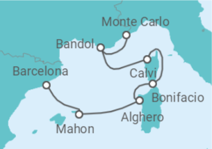 Reiseroute der Kreuzfahrt  Mediterrane Inselwelt und traumhafte Côte d’ Azur - Hapag-Lloyd Cruises