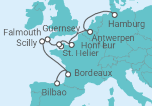 Reiseroute der Kreuzfahrt  Entlang Europas Westküste - Hapag-Lloyd Cruises