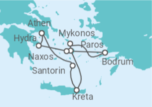 Reiseroute der Kreuzfahrt  Die Hotspots der Ägäis - Hapag-Lloyd Cruises