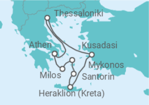 Reiseroute der Kreuzfahrt  Idyllische Ägäis - Celestyal Cruises