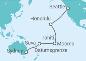 Reiseroute der Kreuzfahrt  CARNIVAL JOURNEYS - 22-DAY TRANSPACIFIC - Carnival Cruise Line