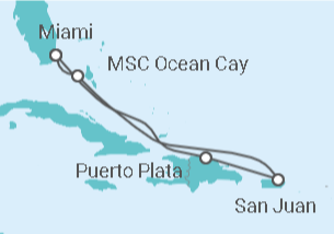 Reiseroute der Kreuzfahrt  Ostkaribik Alles Inklusive - MSC Cruises