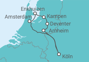 Reiseroute der Kreuzfahrt  Köln • Amsterdam • Ijsselmeer • Köln - Nicko Cruises