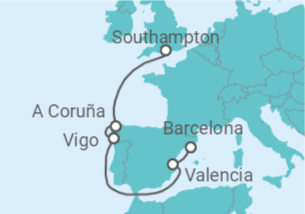 Reiseroute der Kreuzfahrt  Spanien - Disney Cruise Line
