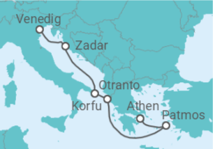 Reiseroute der Kreuzfahrt  A Journey to Boho-chic Beaches and Lands of Legends - Explora Journeys