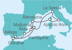 Reiseroute der Kreuzfahrt  Große Mittelmeerreise ab Mallorca 2 - AIDA