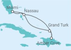 Reiseroute der Kreuzfahrt  EXOTIC EASTERN CARIBBEAN CRUISE - Carnival Cruise Line