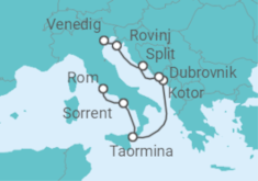 Reiseroute der Kreuzfahrt  Von Civitavecchia (Rom) nach Venedig  - WindStar Cruises
