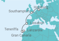 Reiseroute der Kreuzfahrt  Von Gran Canaria nach Hamburg - MSC Cruises
