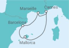 Reiseroute der Kreuzfahrt  7 Nächte - Mediterrane Lieblingsplätze - ab/bis Palma - Mein Schiff