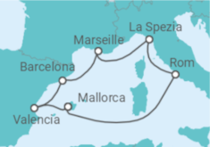 Reiseroute der Kreuzfahrt  9 Nächte - Kultur und Natur am Mittelmeer - ab/bis Palma - Mein Schiff