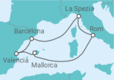 Reiseroute der Kreuzfahrt  7 Nächte - Bella Italia & spanische Fiesta - ab/bis Palma - Mein Schiff