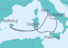 Reiseroute der Kreuzfahrt  8 Nächte - La dolce vita - ab/bis Palma - Mein Schiff