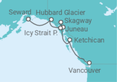 Reiseroute der Kreuzfahrt  Alaska - Royal Caribbean