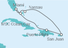 Reiseroute der Kreuzfahrt  Bahamas, Puerto Rico - MSC Cruises