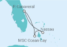 Reiseroute der Kreuzfahrt  Bahamas - MSC Cruises