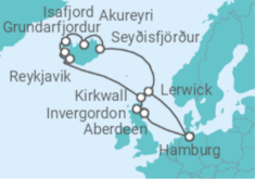 Reiseroute der Kreuzfahrt  Vereinigtes Königreich, Island Alles Inklusive - Costa Kreuzfahrten
