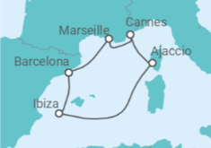 Reiseroute der Kreuzfahrt  French Daze & Ibiza Nights - Virgin Voyages