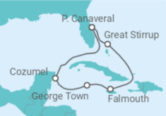 Reiseroute der Kreuzfahrt  USA, Kaimaninseln, Jamaika - NCL Norwegian Cruise Line