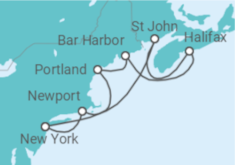 Reiseroute der Kreuzfahrt  USA, Kanada - NCL Norwegian Cruise Line