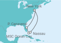 Reiseroute der Kreuzfahrt  Florida und Bahamas All Inclusive & New York - MSC Cruises