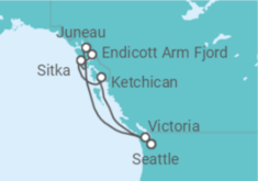 Reiseroute der Kreuzfahrt  Alaska - Royal Caribbean