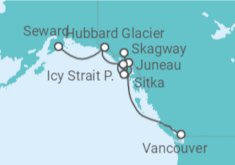 Reiseroute der Kreuzfahrt  Alaska - Royal Caribbean