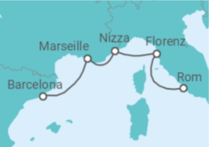 Reiseroute der Kreuzfahrt  Italien, Frankreich, Spanien - WindStar Cruises