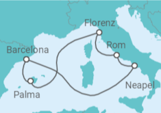 Reiseroute der Kreuzfahrt  Spanien, Italien - Royal Caribbean