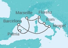 Reiseroute der Kreuzfahrt  Italien, Spanien, Frankreich - Royal Caribbean