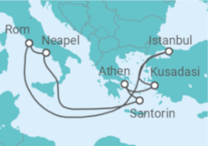 Reiseroute der Kreuzfahrt  Italien, Griechenland, Türkei - Royal Caribbean