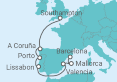 Reiseroute der Kreuzfahrt  Spanien, Portugal - Royal Caribbean