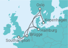 Reiseroute der Kreuzfahrt  Deutschland, Norwegen, Dänemark, Belgien - Royal Caribbean
