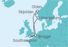 Reiseroute der Kreuzfahrt  Belgien, Norwegen - Royal Caribbean