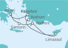 Reiseroute der Kreuzfahrt  Griechenland mit Zypern & Athen - Royal Caribbean