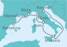 Reiseroute der Kreuzfahrt  Italien, Frankreich - Royal Caribbean