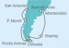 Reiseroute der Kreuzfahrt  Von Buenos Aires (Argentinien) nach San Antonio (Santiago de Chile) - Holland America Line